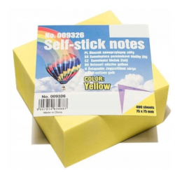 Bloczek samoprzylepny 51x51mm żółty 400 karteczki