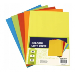 Papier kolorowy ksero a4 mix 5 kolorów po 20 ark