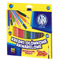 Kredki ołówkowe akwarelowe ASTRA 24kol + pędzelek
