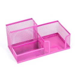 Przybornik na biurko siatka 205x103x98mm różowy