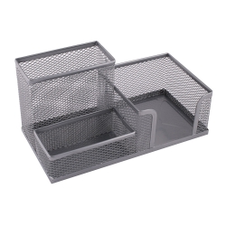 Przybornik na biurko siatka 205x103x98mm srebrny