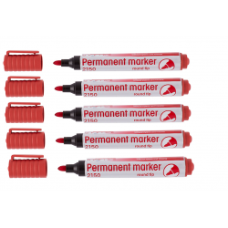 MARKER pisak permanentny okrągła końcówka 5 szt. CZERWONY