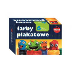 Farby plakatowe ekonomiczne MONA, 6 kolorów