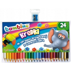 Kredki Grube 24 kolorów BAMBINO + temperówka