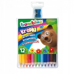 Kredki Grube 12 kolorów BAMBINO + temperówka Kredki Grube 12 kolorów BAMBINO + temperówka