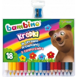 Kredki Grube 18 kolorów BAMBINO + temperówka