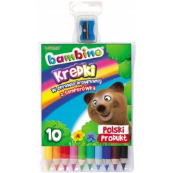 Kredki Bambino 10kol. drewniane grube + temperówka