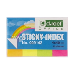 Zakładki indeksujące papierowe 20x50mm 4x40szt kartonik