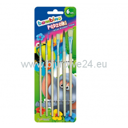 PĘDZELKI DO FARB I KLEJU BAMBINO 6 SZT